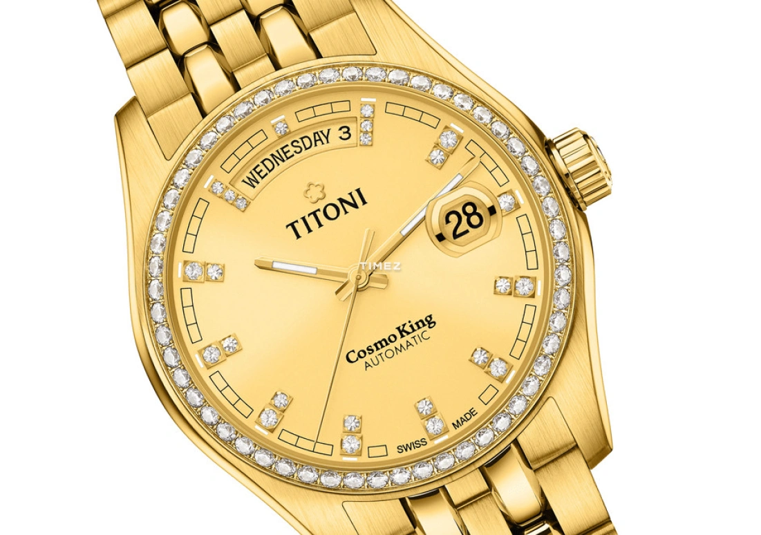 Titoni,COSMO 40mm,40mm,Yellow Gold,Champagne,Automatic,Date,Day,797 G,797 G-DB-306