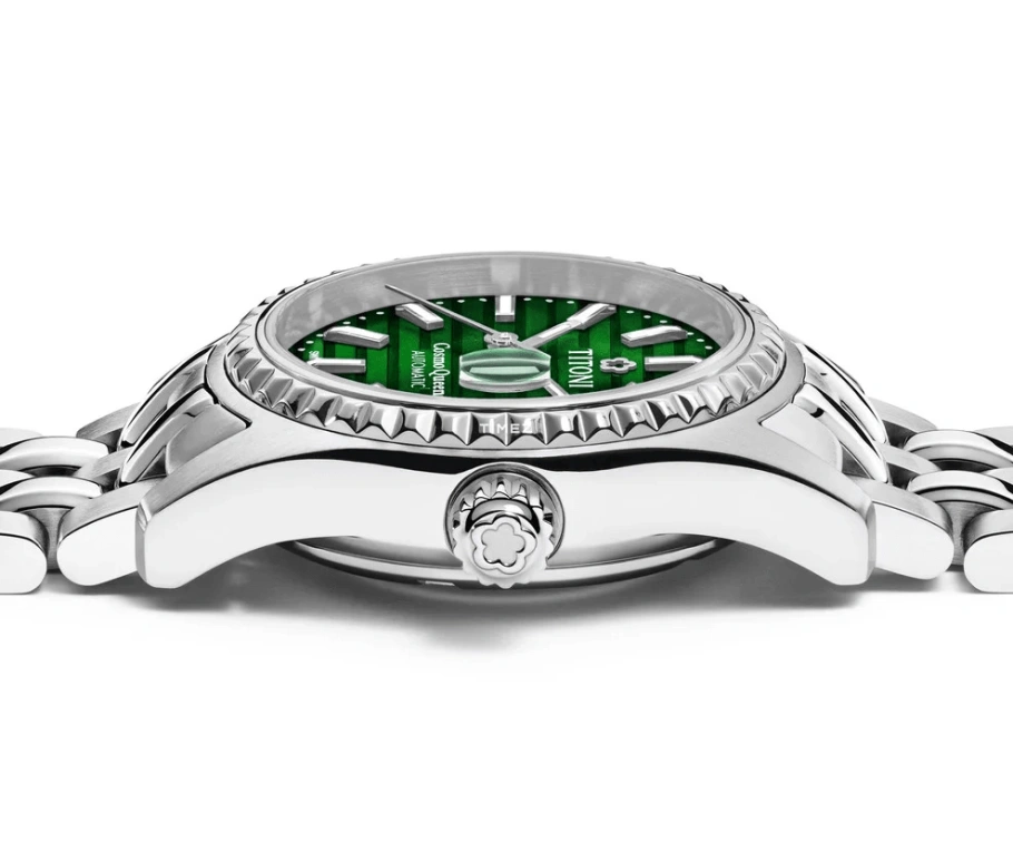 Titoni,COSMO 27mm,27mm,Stainless Steel,Green,Automatic,Day,Sapphire,Crystal Glass,729 S,729 S-697