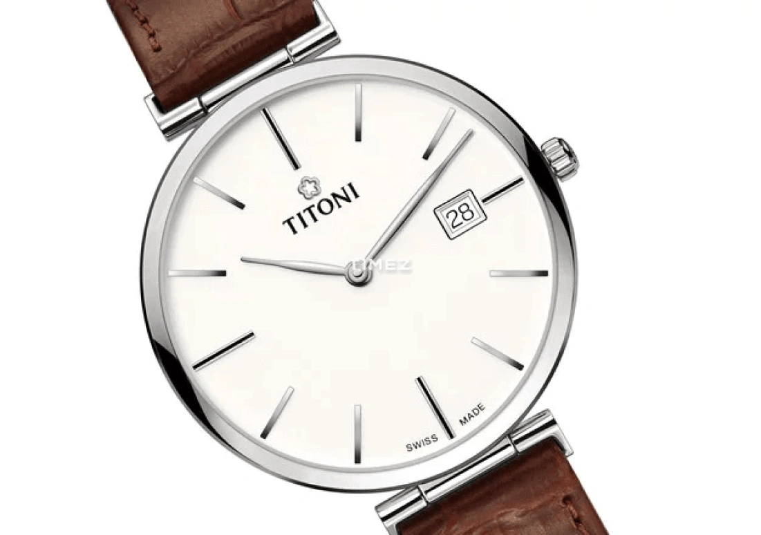 Titoni,SLENDERLINE 39mm,39mm,Stainless Steel,Silver,Quartz,Day,Sapphire,Crystal Glass,82718 S,82718 S-ST-606