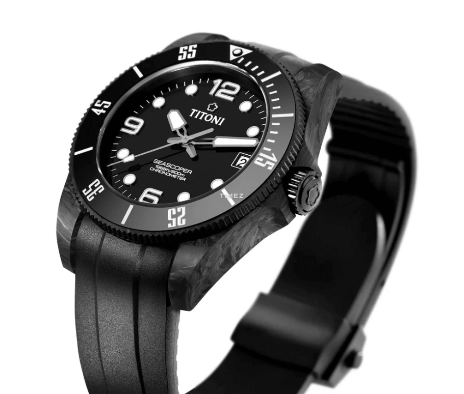 Titoni,SEASCOPER 42mm,42mm,Carbon,Ceramic,Black,Automatic,Day,Sapphire,Crystal Glass,83600 C,83600 C-BK-256