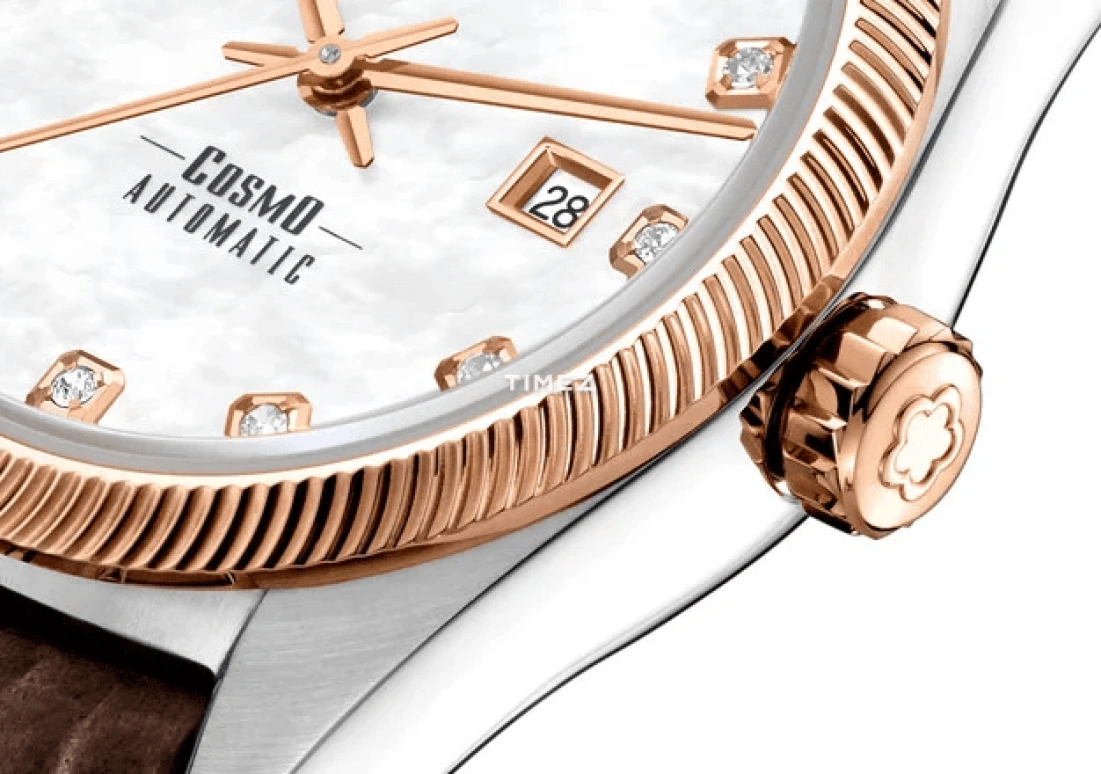 Titoni,COSMO 30mm,30mm,Stainless Steel,White,Automatic,Day,Sapphire,Crystal Glass,818 SRG,818 SRG-ST-622