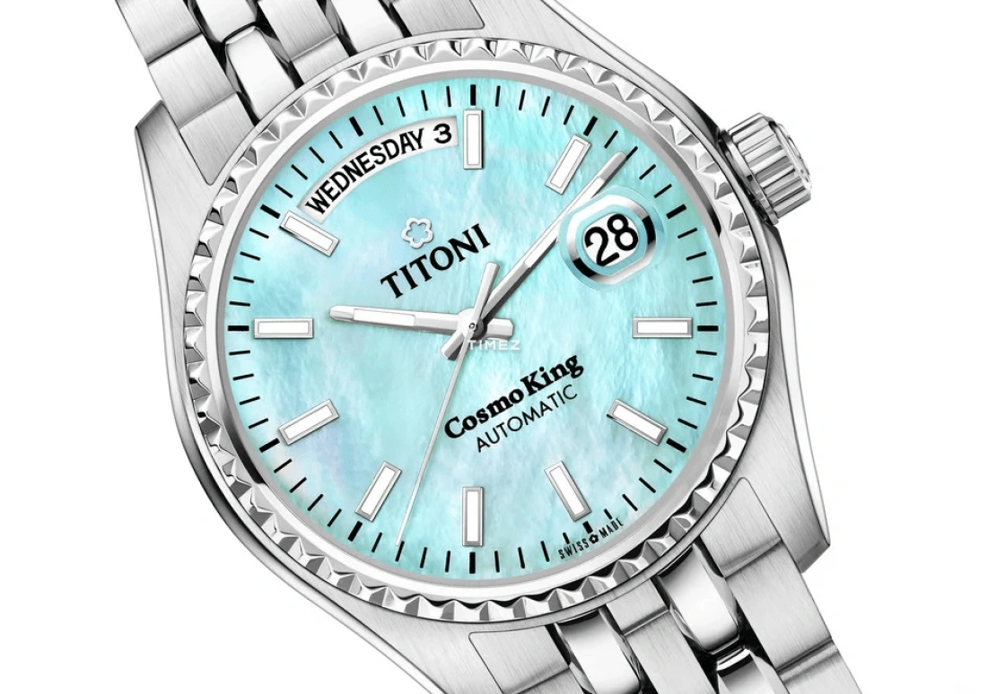 Titoni,COSMO 40mm,40mm,Stainless Steel,Blue,Handwound,Date,Day,797 S,797 S-719