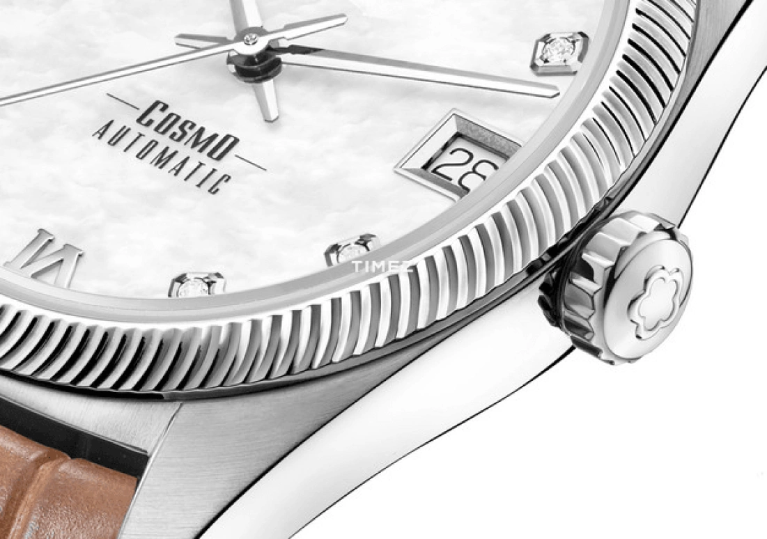 Titoni,COSMO 33.50mm,33.50mm,Stainless Steel,White,Automatic,Day,Sapphire,Crystal Glass,828 S,828 S-ST-652