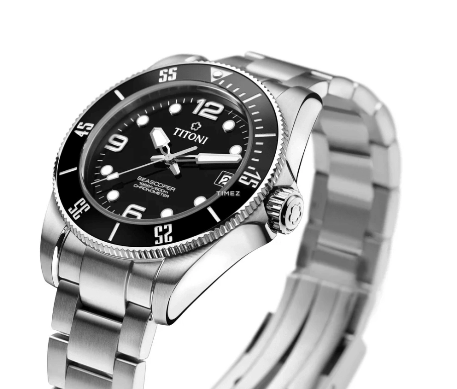 Titoni,SEASCOPER 42mm,42mm,Stainless Steel,Ceramic,Black,Automatic,Day,Sapphire,Crystal Glass,83600 S,83600 S-BK-256
