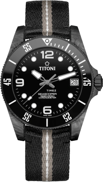 Titoni,SEASCOPER 42mm,42mm,Carbon,Ceramic,Black,Automatic,Day,Sapphire,Crystal Glass,83600 CBK,83600 CBK-T1-256