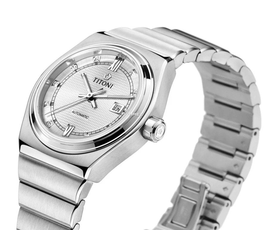 Titoni,IMPETUS 28.50mm,28.50mm,Stainless Steel,Silver,Automatic,Day,Sapphire,Crystal Glass,23751 S,23751 S-629