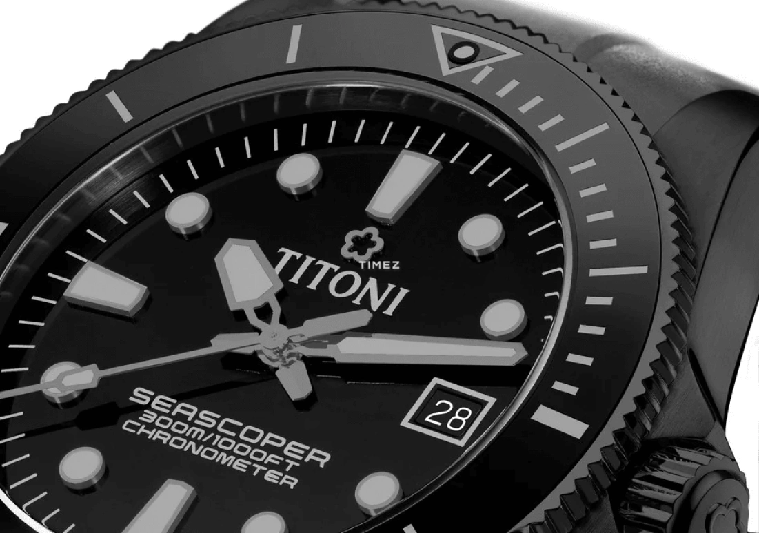 Titoni,SEASCOPER 42mm,42mm,Stainless Steel,Ceramic,Black,Automatic,Day,38hours,83300 B,83300 B-BK-R-716