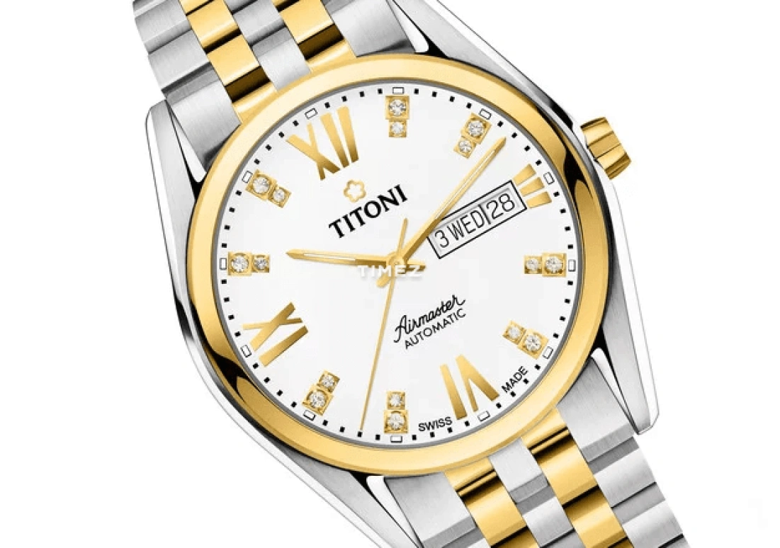 Titoni,AIRMASTER 40mm,40mm,Stainless Steel,White,Automatic,Date,Day,93709 SY,93709 SY-385