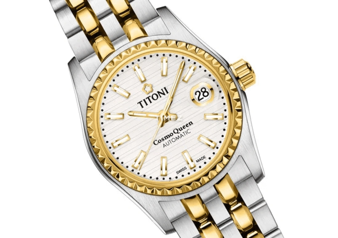 Titoni,COSMO 27mm,27mm,Stainless Steel,Silver,Automatic,Day,Sapphire,Crystal Glass,729 SY,729 SY-695