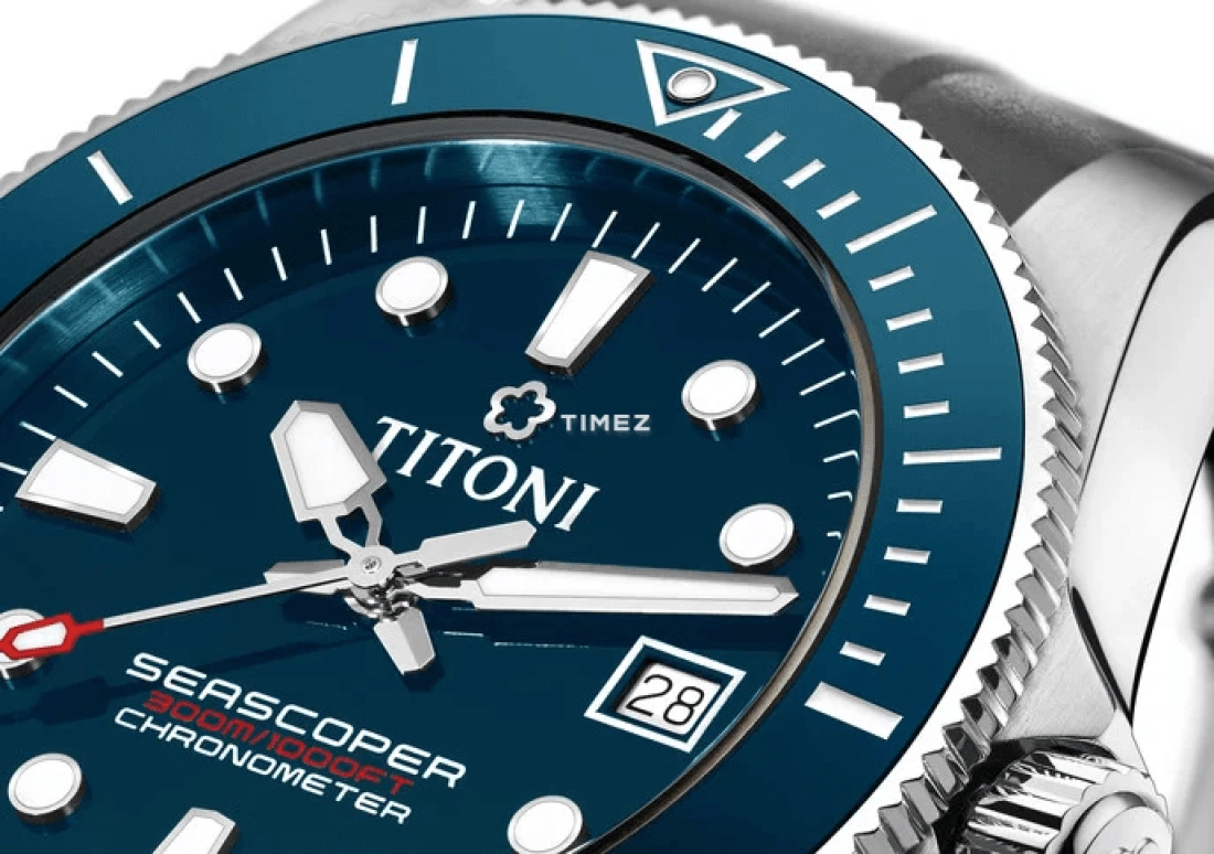 Titoni,SEASCOPER 42mm,42mm,Stainless Steel,Blue,Automatic,Day,Sapphire,Crystal Glass,83300 S,83300 S-BE-R-705