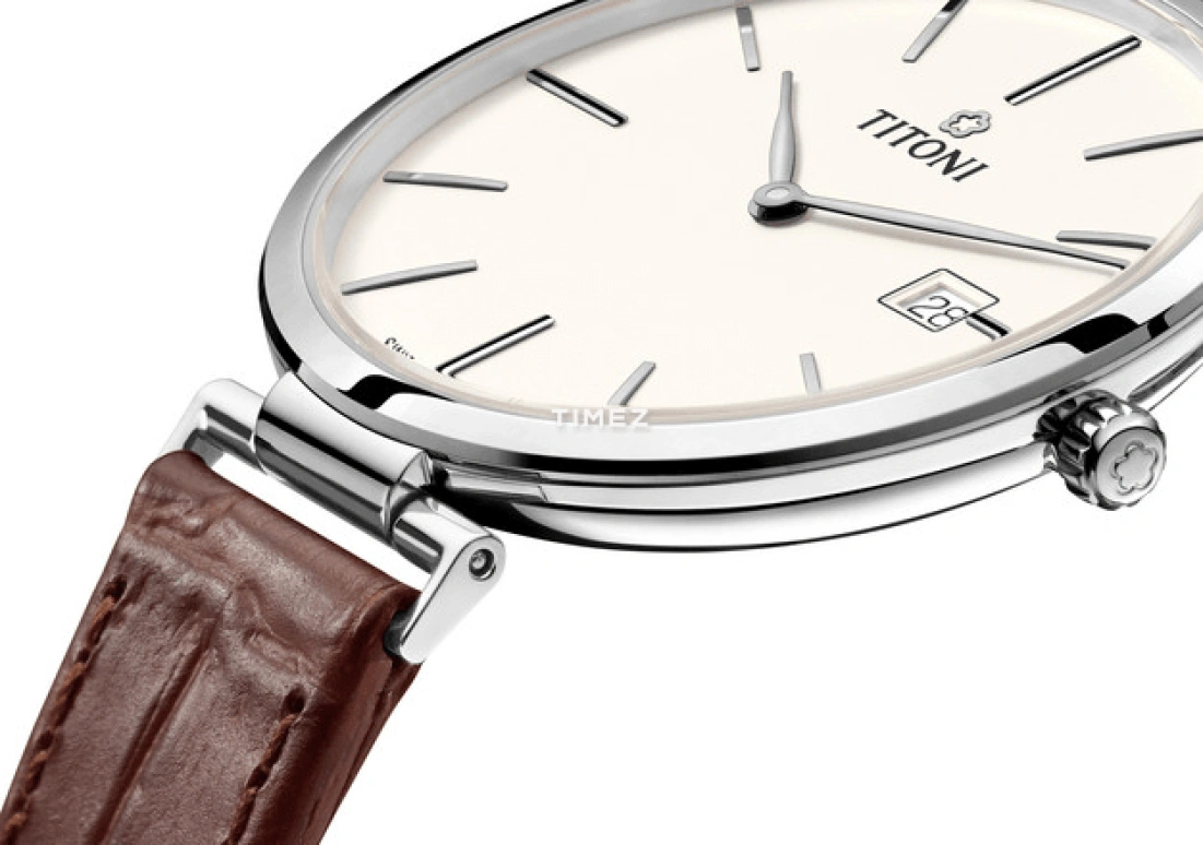 Titoni,SLENDERLINE 39mm,39mm,Stainless Steel,Silver,Quartz,Day,Sapphire,Crystal Glass,82718 S,82718 S-ST-606