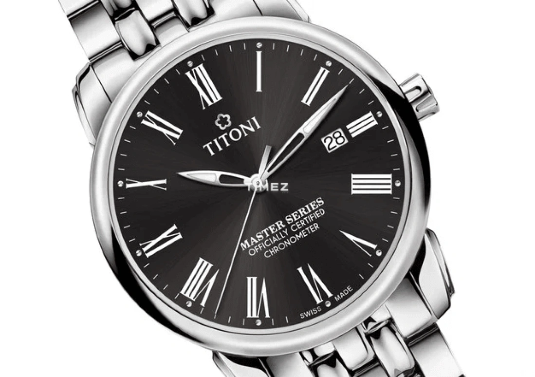Titoni,MASTER 41mm,41mm,Stainless Steel,Black,Light,Automatic,Day,Sapphire,Crystal Glass,83188 S,83188 S-610