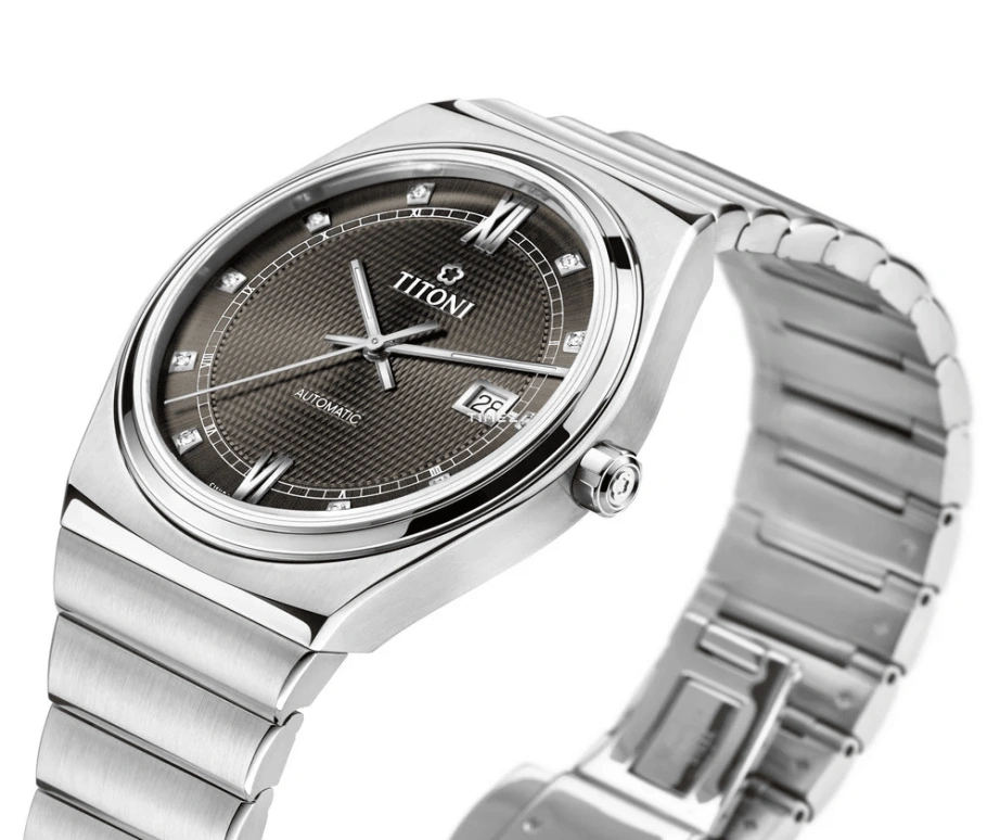 Titoni,IMPETUS 39.50mm,39.50mm,Stainless Steel,Coal Gray,Automatic,Day,Sapphire,Crystal Glass,83751 S,83751 S-630