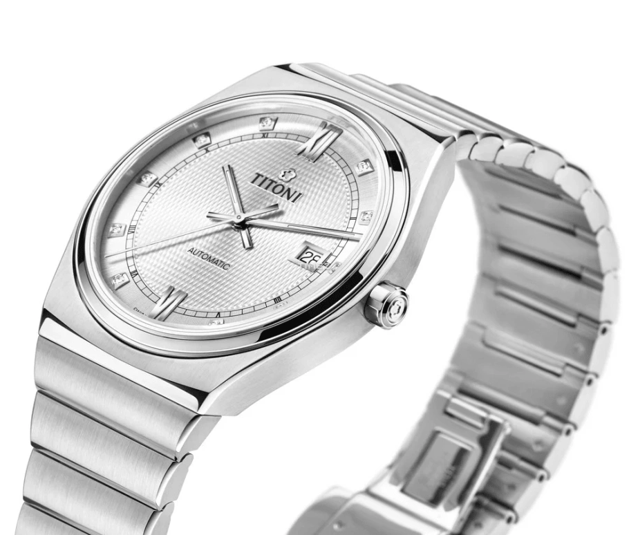 Titoni,IMPETUS 39.50mm,39.50mm,Stainless Steel,Silver,Automatic,Day,Sapphire,Crystal Glass,83751 S,83751 S-629