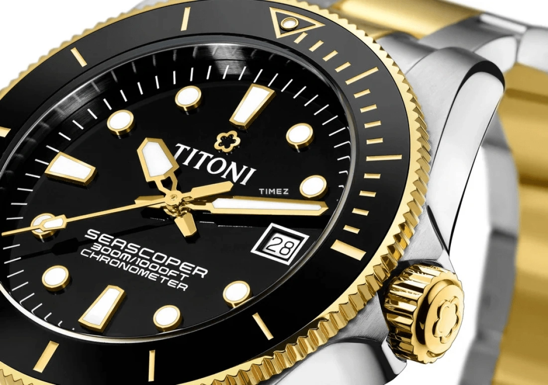 Titoni,SEASCOPER 42mm,42mm,Stainless Steel,Ceramic,Black,Automatic,Day,38hours,83300 SY,83300 SY-BK-248