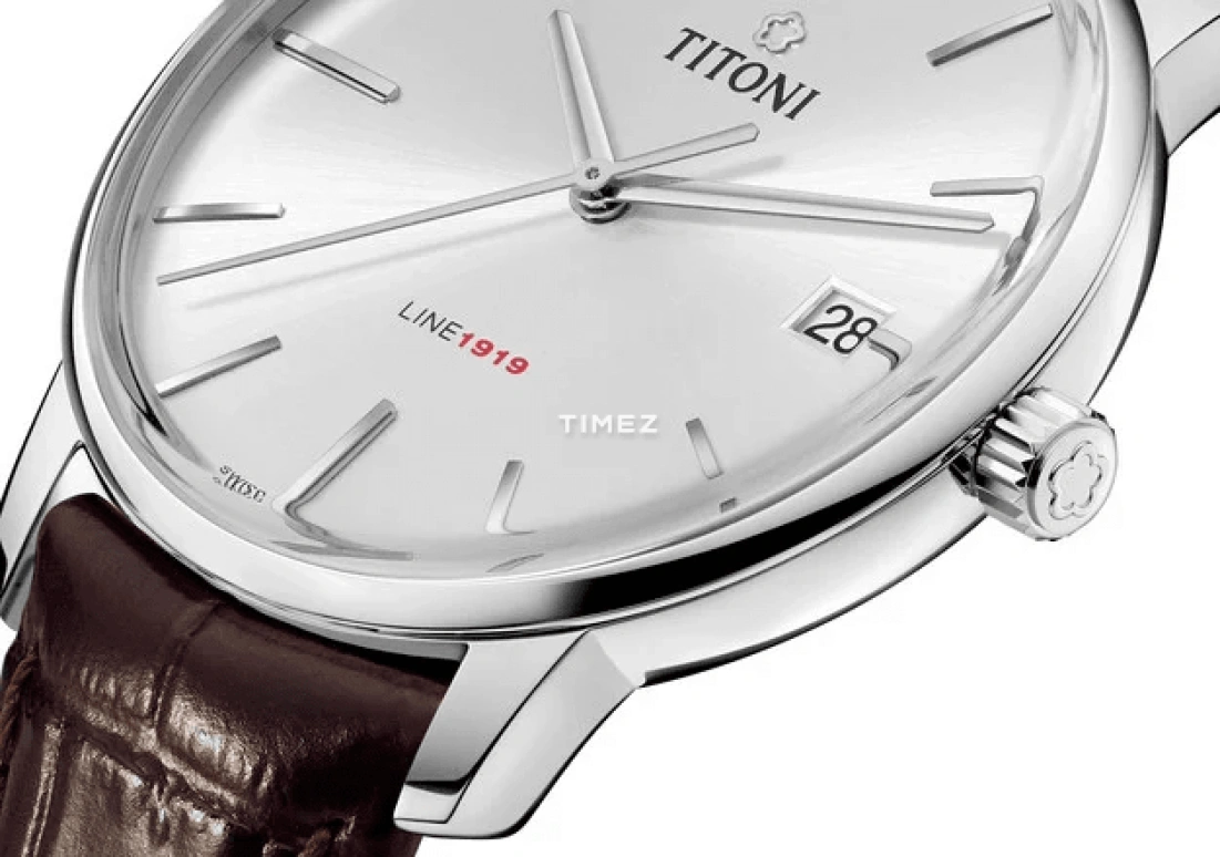 Titoni,LINE 1919 40mm,40mm,Stainless Steel,Silver,Automatic,Day,Sapphire,Crystal Glass,83919 S,83919 S-ST-575