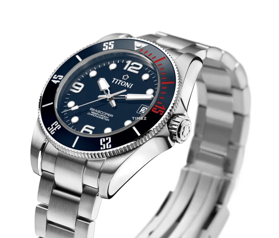Titoni,SEASCOPER 42mm,42mm,Stainless Steel,Ceramic,Blue,Automatic,Day,Sapphire,Crystal Glass,83600 S,83600 S-BE-255