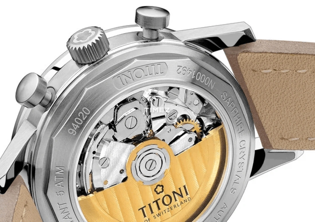 Titoni,HERITAGE 41mm,41mm,Stainless Steel,Black,Automatic,Chronograph,Day,94020 S,94020 S-ST-681