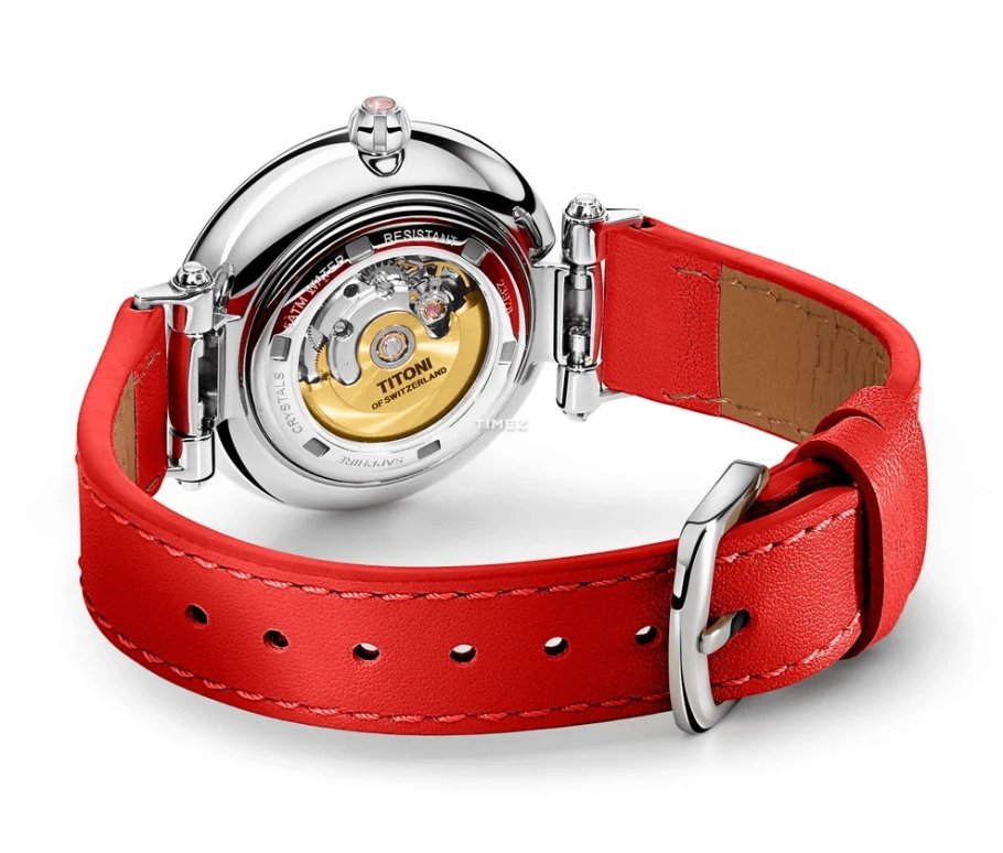 Titoni,MISS LOVELY 33.50mm,33.50mm,Stainless Steel,White,Automatic,Sapphire,Crystal Glass,Round,23978 SRG,23978 SRG-STR-622