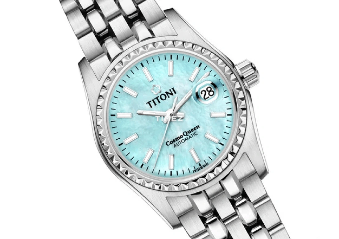 Titoni,COSMO 27mm,27mm,Stainless Steel,Blue,Automatic,Day,Sapphire,Crystal Glass,729 S,729 S-719
