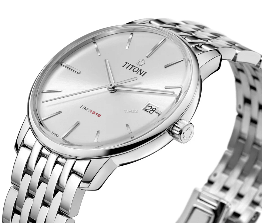 Titoni,LINE 1919 40mm,40mm,Stainless Steel,Silver,Automatic,Day,Sapphire,Crystal Glass,83919 S,83919 S-575