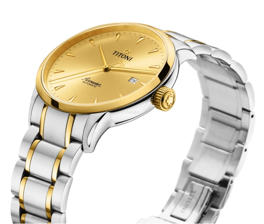 Titoni,AIRMASTER 40mm,40mm,Stainless Steel,Champagne,Automatic,Day,Sapphire,Crystal Glass,83733 SY,83733 SY-651