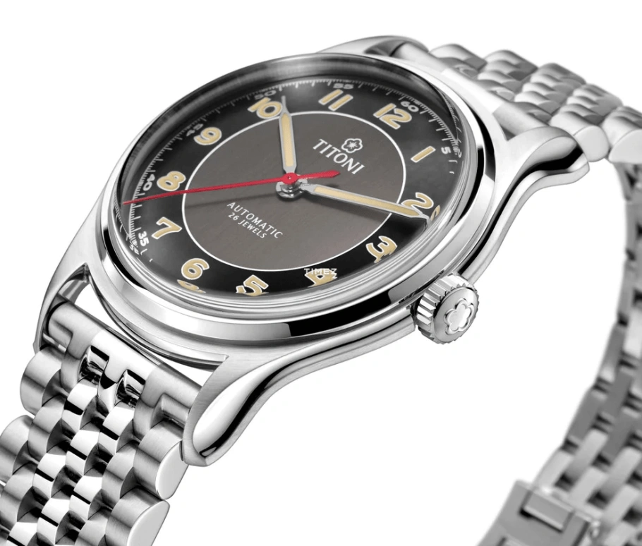Titoni,HERITAGE 39mm,39mm,Stainless Steel,Black,Grey,Automatic,Sapphire,Glass,Round,83019 S,83019 S-638