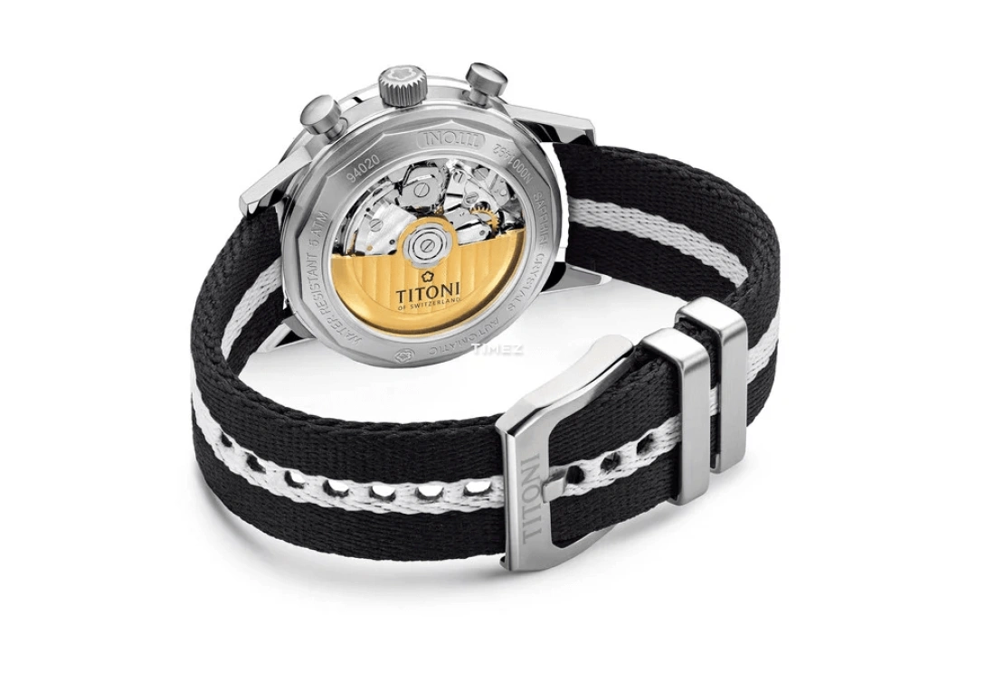 Titoni,HERITAGE 41mm,41mm,Stainless Steel,White,Silver,Automatic,Chronograph,Day,94020 S,94020 S-T2-680