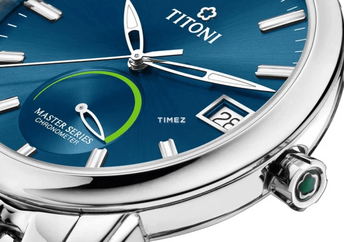 Titoni,MASTER 41mm,41mm,Stainless Steel,Blue,Automatic,Day,Power Reserve Indicator,94388 S,94388 S-676