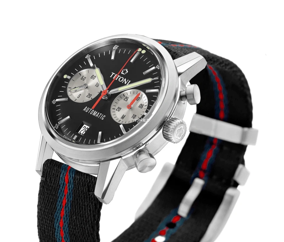 Titoni,HERITAGE 41mm,41mm,Stainless Steel,Black,Automatic,Chronograph,Day,94020 S,94020 S-T4-681
