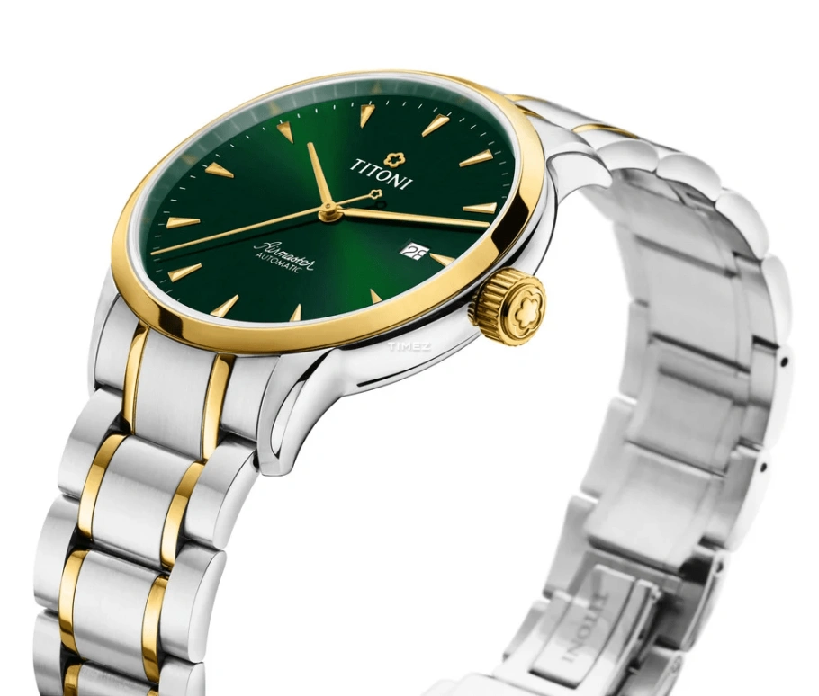 Titoni,AIRMASTER 40mm,40mm,Stainless Steel,Green,Automatic,Day,Sapphire,Crystal Glass,83733 SY,83733 SY-673