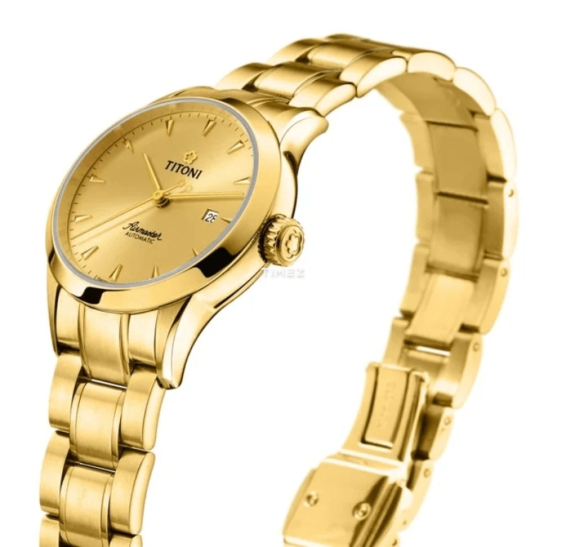 Titoni,AIRMASTER 29mm,29mm,Stainless Steel,Gold,Automatic,Day,Sapphire,Crystal Glass,23733 G,23733 G-651