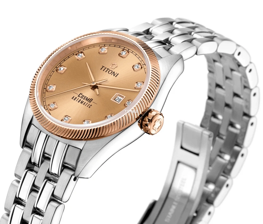 Titoni,COSMO 30mm,30mm,Stainless Steel,Copper,Automatic,Day,Sapphire,Crystal Glass,818 SRG,818 SRG-655