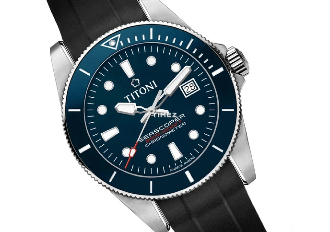 Titoni,SEASCOPER 42mm,42mm,Stainless Steel,Blue,Automatic,Day,Sapphire,Crystal Glass,83300 S,83300 S-BE-R-705