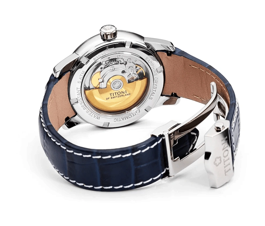 Titoni,SPACE STAR 40mm,40mm,Stainless Steel,Silver,Blue,Automatic,Day,Sapphire,Crystal Glass,83538 S,83538 S-ST-580