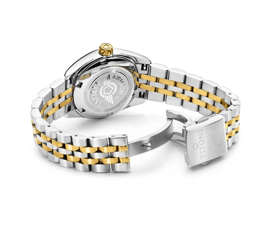 Titoni,AIRMASTER 27mm,27mm,Stainless Steel,Champagne,Automatic,Day,Sapphire,Crystal Glass,23909 SY,23909 SY-064