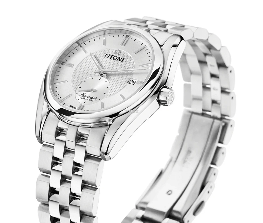 Titoni,AIRMASTER 40mm,40mm,Stainless Steel,Silver,Automatic,Day,Sapphire,Crystal Glass,83709 S,83709 S-500
