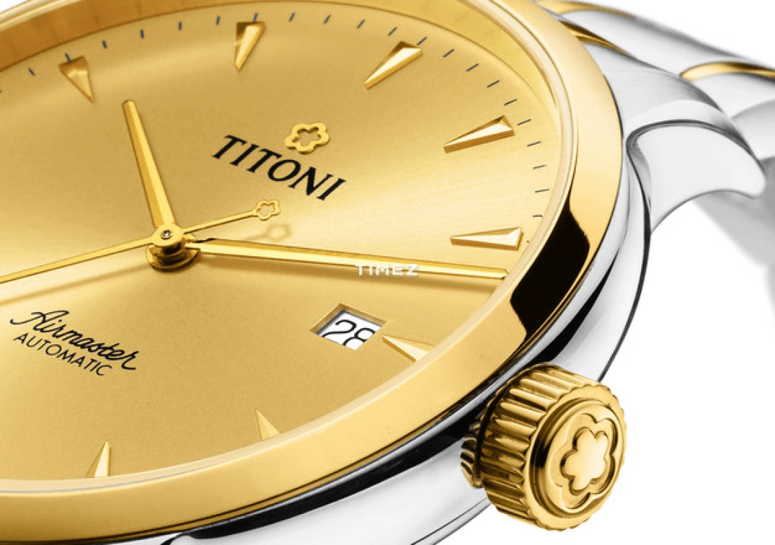 Titoni,AIRMASTER 40mm,40mm,Stainless Steel,Champagne,Automatic,Day,Sapphire,Crystal Glass,83733 SY,83733 SY-651