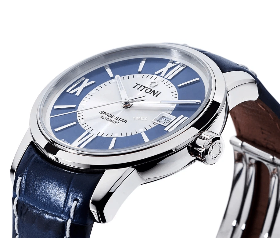 Titoni,SPACE STAR 40mm,40mm,Stainless Steel,Silver,Blue,Automatic,Day,Sapphire,Crystal Glass,83538 S,83538 S-ST-580