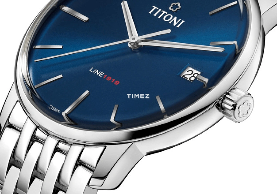 Titoni,LINE 1919 40mm,40mm,Stainless Steel,Blue,Ocean Blue,Automatic,Day,Sapphire,Crystal Glass,83919 S,83919 S-612