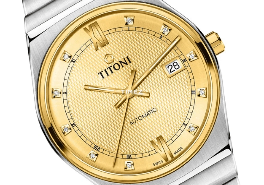 Titoni,IMPETUS 39.50mm,39.50mm,Stainless Steel,Champagne,Automatic,Day,Sapphire,Crystal Glass,83751 SY,83751 SY-631