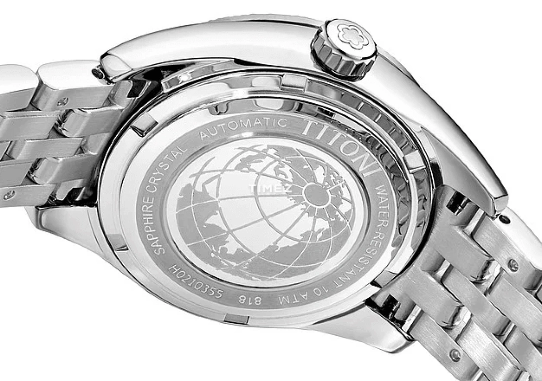Titoni,COSMO 30mm,30mm,Stainless Steel,White,Automatic,Day,Sapphire,Crystal Glass,818 S,818 S-622