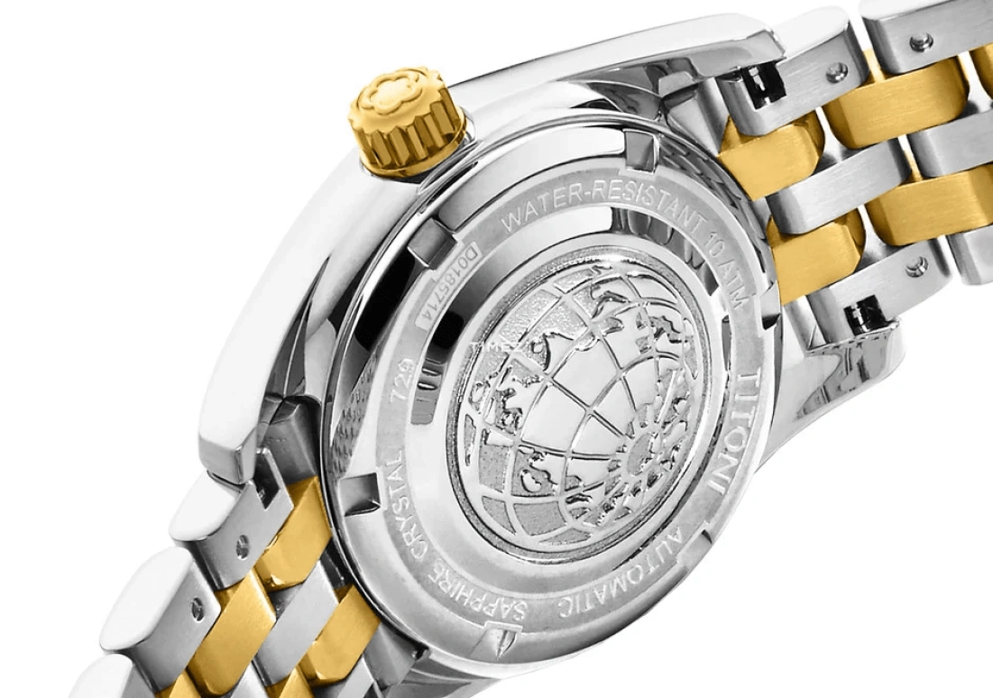 Titoni,COSMO 27mm,27mm,Stainless Steel,White,Automatic,Day,Sapphire,Crystal Glass,729 SY,729 SY-019