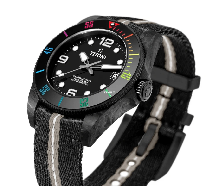 Titoni,SEASCOPER 42mm,42mm,Carbon,Ceramic,Black,Automatic,Day,Sapphire,Crystal Glass,83600 CRA,83600 CRA-T1-256