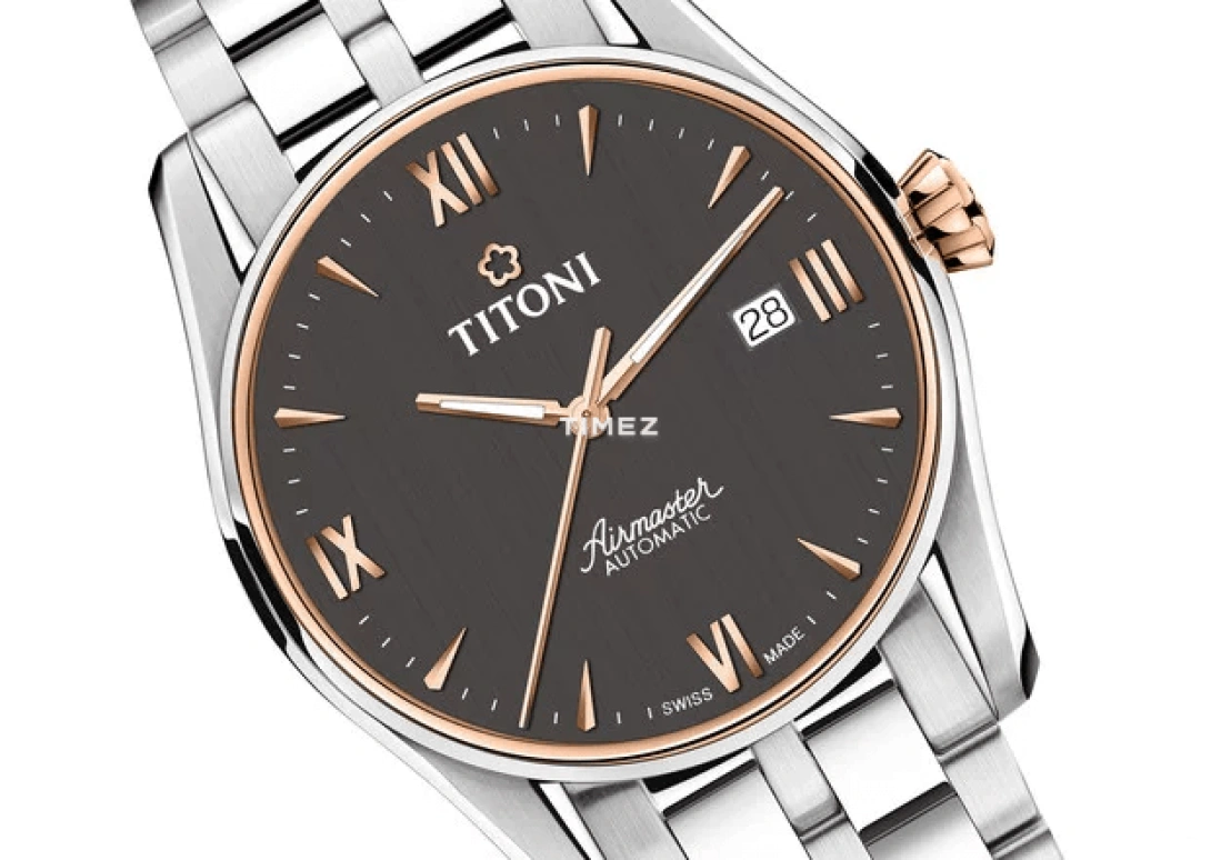Titoni,AIRMASTER 40mm,40mm,Stainless Steel,Grey,Black,Automatic,Day,Sapphire,Crystal Glass,83908 SRG,83908 SRG-688