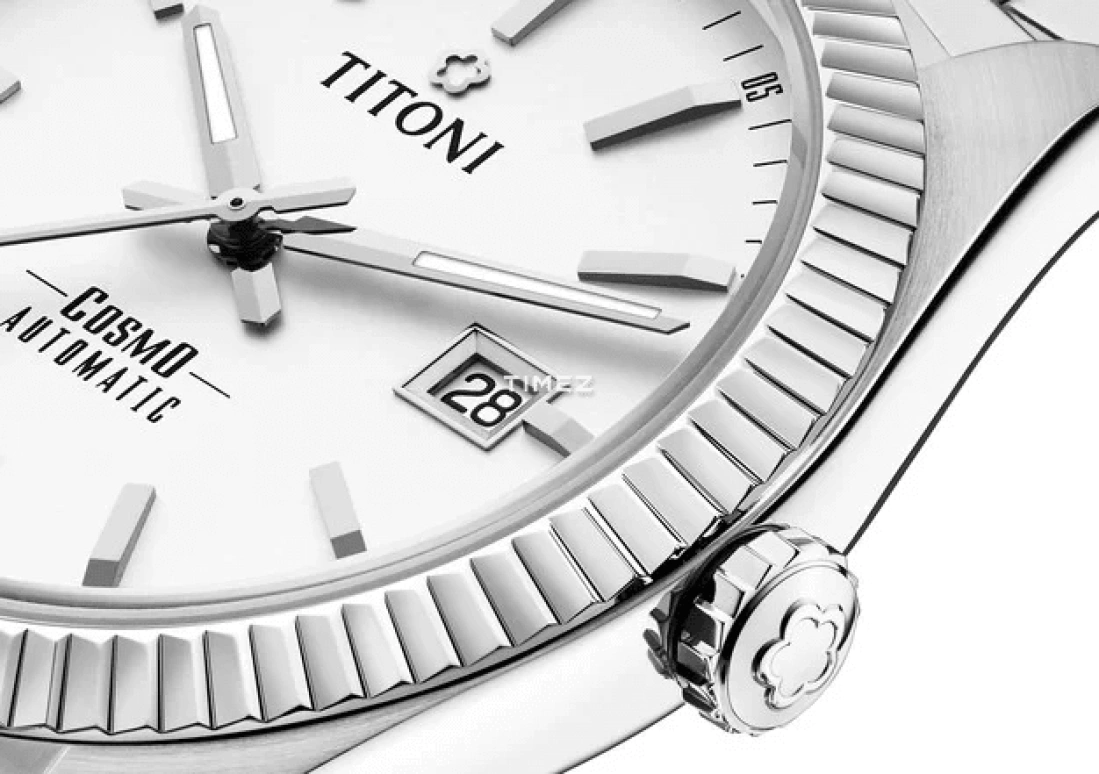 Titoni,COSMO 41mm,41mm,Stainless Steel,Silver,Automatic,Day,Sapphire,Crystal Glass,879 S,879 S-606