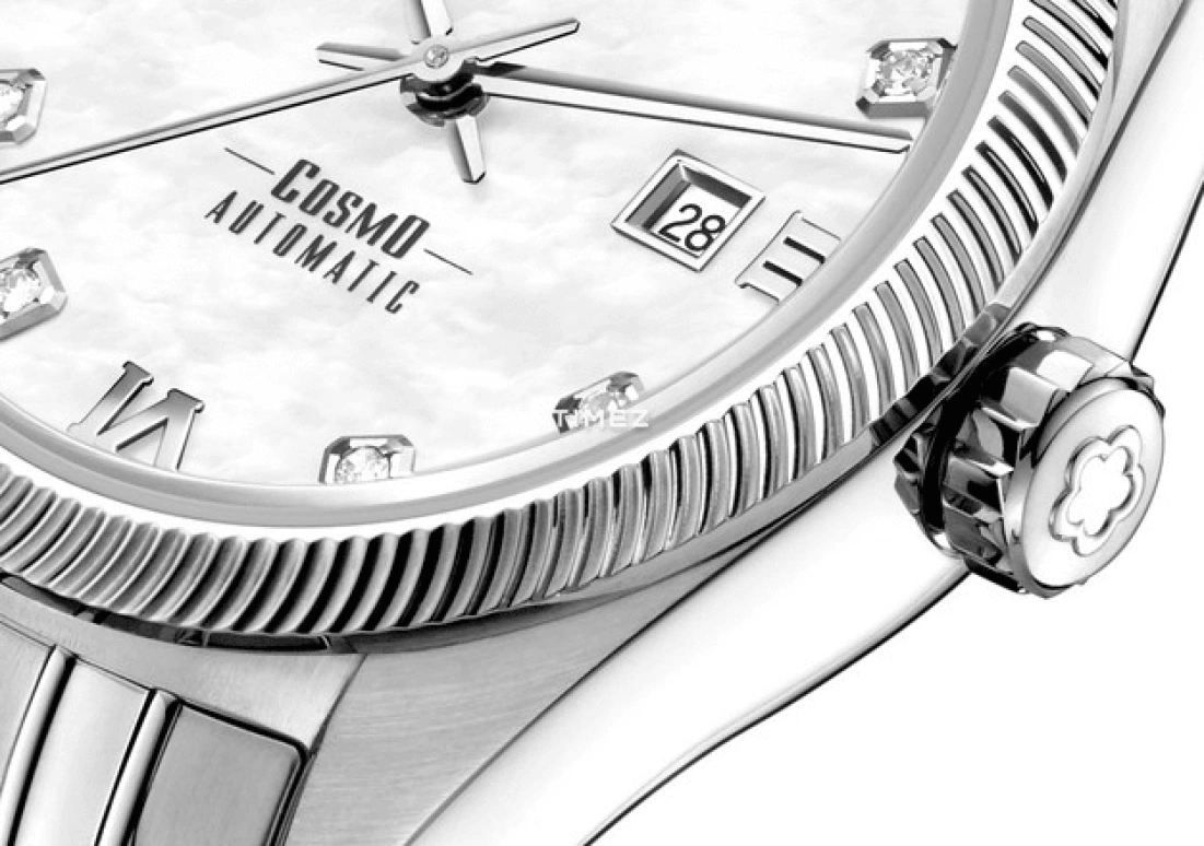 Titoni,COSMO 30mm,30mm,Stainless Steel,White,Automatic,Day,Sapphire,Crystal Glass,818 S,818 S-652