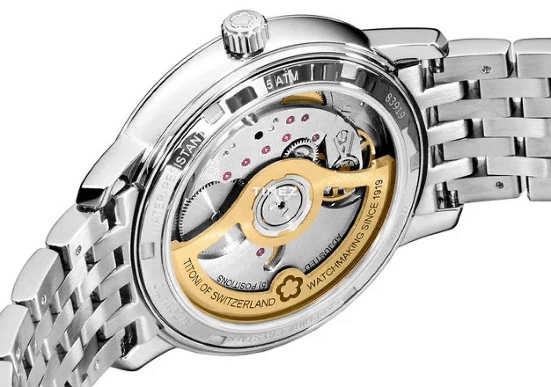 Titoni,LINE 1919 40mm,40mm,Stainless Steel,Silver,Automatic,Day,Sapphire,Crystal Glass,83919 S,83919 S-575