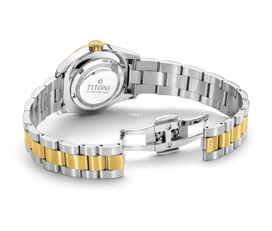 Titoni,AIRMASTER 29mm,29mm,Stainless Steel,White,Automatic,Day,Sapphire,Crystal Glass,23743 SY,23743 SY-582