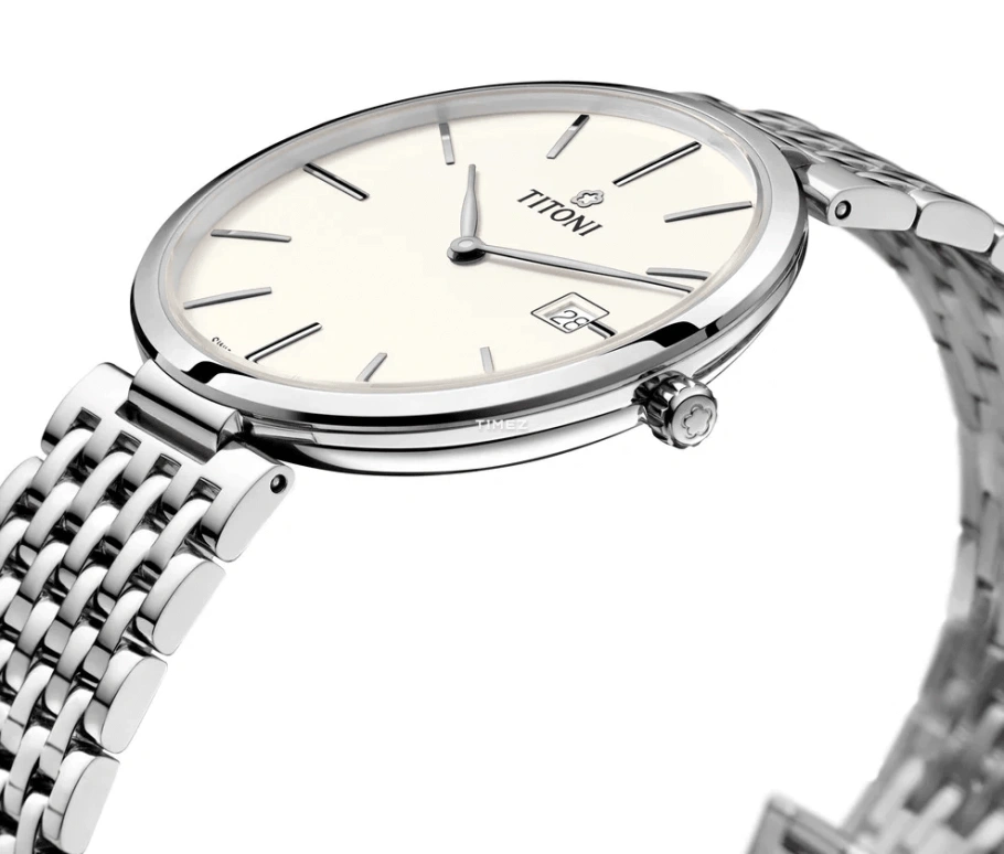 Titoni,SLENDERLINE 39mm,39mm,Stainless Steel,Silver,Automatic,Day,Sapphire,Crystal Glass,82718 S,82718 S-606